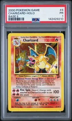 PSA 1 PR 2000 Base Set 2 II Charizard 4/130 Holo Foil Rare WOTC Pokemon - Image 2