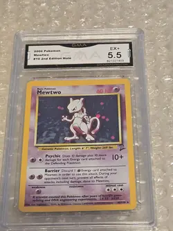 Pokemon Card Mewtwo 2nd Edition Holo GMA EX+ Graded 5.5 - Image 1