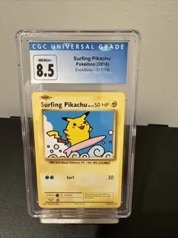 2016 POKEMON XY EVOLUTIONS #111 SURFING PIKACHU CGC 8.5 - Image 1
