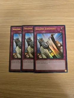 YUGIOH SOLEMN JUDGMENT ULTRA RARE NM RA02-EN075 x3 PLAYSET - Image 1