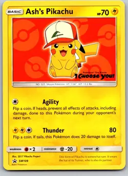 ASH'S PIKACHU - SM109 SMP SUN & MOON PROMO POKEMON CARD TCG LP - Image 2