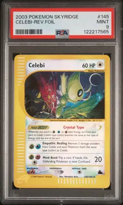 2003 POKEMON SKYRIDGE #145 CELEBI-REVERSE FOIL PSA 9 - Image 1