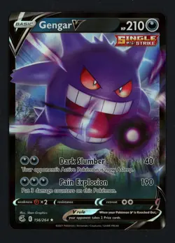 Gengar V 156/264 SWSH08: Fusion Strike Holofoil Ultra Rare Pokemon TCG - Image 1