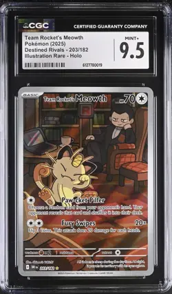 Pokemon Team Rocket's Meowth 203/182 Destined Rivals - CGC 9.5 - Image 1
