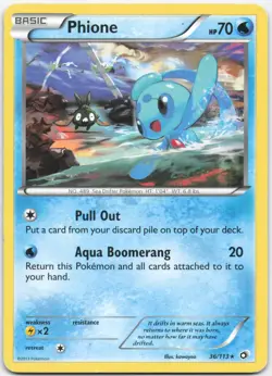 Phione 36/113 Rare Legendary Treasures Pokemon Moderately Played - Image 1
