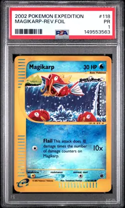 2002 POKEMON EXPEDITION #118 MAGIKARP-REVERSE FOIL PSA 1 - Image 1