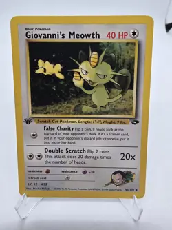 Giovanni's Meowth 43/132 1st Edition Gym Challenge Pokemon TCG 2000 LP - Image 1