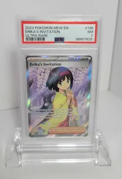 2023 Pokemon S&V 151 Full Art Holo Erika's Invitation 196/165 PSA 7 - Image 1