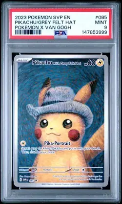 2023 POKEMON SVP POKEMON X VAN GOGH #085 PIKACHU WITH GREY FELT HAT PSA 9 - Image 1