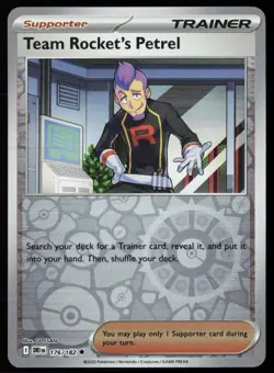 Team Rocket's Petrel 176/182 Reverse Holo Pokemon TCG SV10: Destined Rivals NM - Image 1