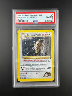 GIOVANNI'S PERSIAN 8/132 HOLO GYM CHALLENGE POKEMON PSA 8 - Image 1