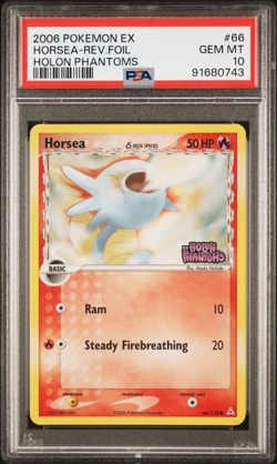 2006 POKEMON EX HORSEA REV FOIL HOLON PHANTOMS #66 PSA 10 STAMPED LOW POP - Image 1