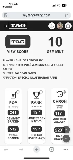 Pokemon Gardevoir EX 233/091 Paldean Fates TAG 10 *TOP 20 GEM* - Image 5