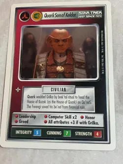 Star Trek CCG 1E First Anthology QUARK SON OF KELDAR Promo Card NEVER PLAYED - Image 1