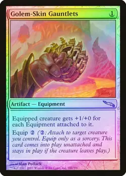 Magic the Gathering GOLEM-SKIN GAUNTLETS #181/306 Mirrodin Artifact 2003 Foil - Image 1