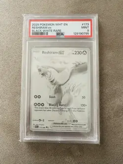 2025 POKEMON WHT EN-WHITE FLARE BLACK WHITE RARE #173 RESHIRAM EX PSA 9 - Image 1