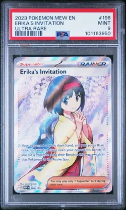 PSA 9 Erika’s Invitation Full Art 196/165 Pokemon 151 English Trainer Mint - Image 1