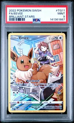 Pokemon PSA 9 Eevee Full Art TG11/TG30 Brilliant Stars Trainer Gallery Holo - Image 1