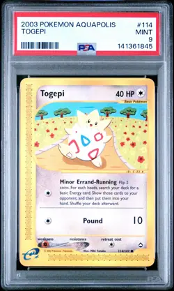 Pokemon PSA 9 Togepi 114/147 Aquapolis Common 2003 eReader Mint Low Pop - Image 1