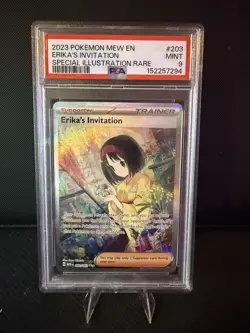 2023 Pokemon PSA 9 Erika’s Invitation #203/165 Scarlet & Violet 151 SIR Mint - Image 1