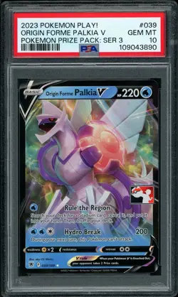 2023 Pokemon PLAY Origin Forme Palkia V Prize Pac Series 3 039 PSA 10 GEM MINT - Image 1