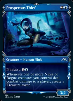 MTG Prosperous Thief (Showcase Ninja) [Kamigawa: Neon Dynasty] Lightly Played Fo - Image 1
