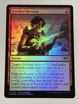 MTG Wilds of Eldraine Kindled Heroism Foil 0138 NM - Image 1