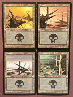 MTG ~ 4x Swamp (A #204)(B #205)(C #206)(D #207) ~ POR Portal ~ Played Set - Image 1