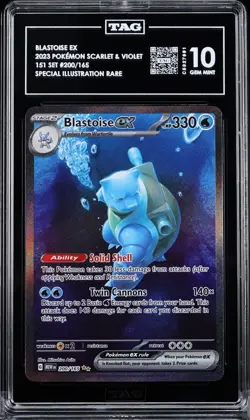 BLASTOISE EX 200/165 SPECIAL ILLUSTRATION RARE 151 POKEMON TAG 10 GM 💎📈🌊 - Image 1