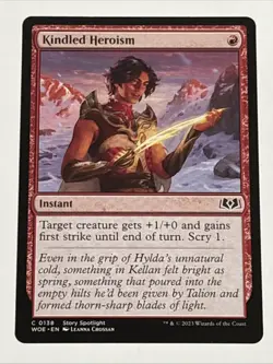 MTG Wilds of Eldraine Kindled Heroism 0138 NM - Image 1