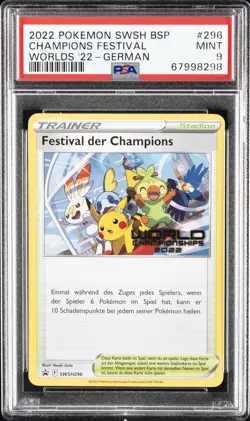 2022 POKEMON SWSH BLACK STAR PROMO #296 CHAMPIONS FESTIVAL PSA 9 - Image 1