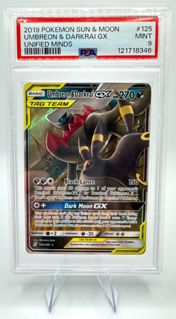 2019 Pokemon S&M Unified Minds UMBREON & DARKRAI GX #125 | TAG TEAM | PSA 9 MINT - Image 1