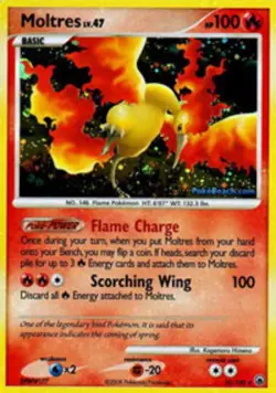 Moderately Played Moltres - 10/100 - Holo Rare Pokemon Majestic Dawn - Image 1