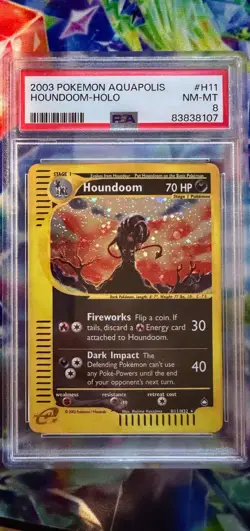 Pokemon HOLO Houndoom PSA graded NM-MT 8 Aquapolis Holo Rare 2003 #H11 - Image 1