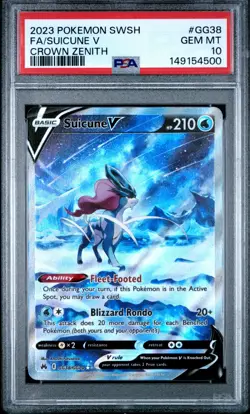 2023 Pokemon Sword & Shield Crown Zenith SUICUNE V Full Art #GG38 PSA 10 Gem - Image 1