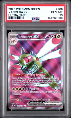 PSA 10 2025 POKEMON YANMEGA ex ULTRA RARE DRI EN-DESTINED RIVALS #206 FULL ART - Image 1