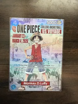 One Piece TCG Monkey D Luffy College Basketball Promotion Card Mint Condition - Image 3