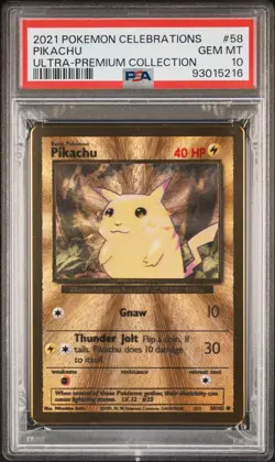 Celebrations UPC Pikachu #58 Gold Metal Card Promo PSA 10 - Image 1