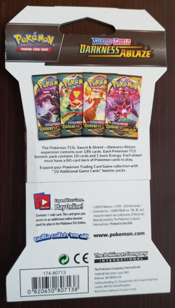 Pokemon Sword & Shield Darkness Ablaze Sleeved Booster Pack 820650807138 - Image 2