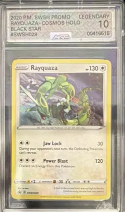 Pokemon 2020 Rayquaza SWSH029 Sword & Shield Promo Cosmos Holo Black Star AGS 10 - Image 1