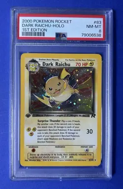 2000 Pokemon Rocket Dark Raichu Holo 1st Edition #83 PSA 8 NM-MT - Image 1