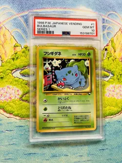 Pokemon 1998 Bulbasaur Vending Series 1 Japanese #001, PSA 10 Gem Mint - Image 1