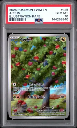 PSA 10 2024 POKEMON TCG APPLIN ILLUSTRATION RARE TWM EN-TWILIGHT MASQUERADE #185 - Image 1