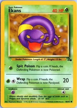 EKANS 46/62 COMMON FOSSIL POKEMON UNLIMITED NM - Image 1
