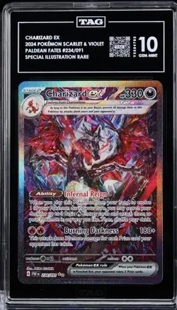 Pokemon 2024 Charizard ex 234/091 Tera SIR Paldean Fates GEM MINT TAG 10 💎🔥 - Image 1