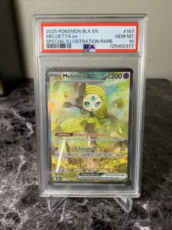 2025 Pokemon Black Bolt Meloetta ex Special Illustration Rare #167/086 PSA 10 - Image 1