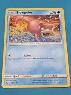 Slowpoke Hidden Fates 12/68 Common Pokemon Card LP - Image 1