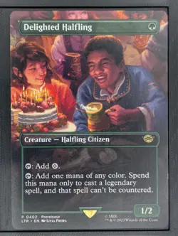 MTG LOTR Delighted Halfling P #0402 Extended Art - Image 1