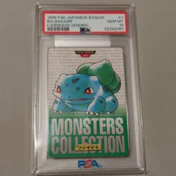 1996 POKEMON JPN BANDAI CARDDASS VENDING #1 BULBASAUR PSA 10 - Image 1