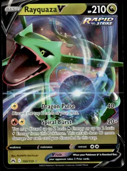 Pokemon TCG Crown Zenith #100/159 Rayquaza V NM - Image 1